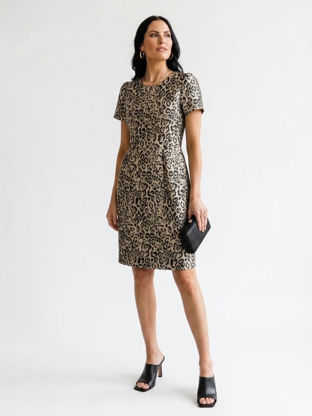 Nordstrom Rachel Parcell $139 NWT Metallic Leopard Jacquard Sheath Dress S TTS